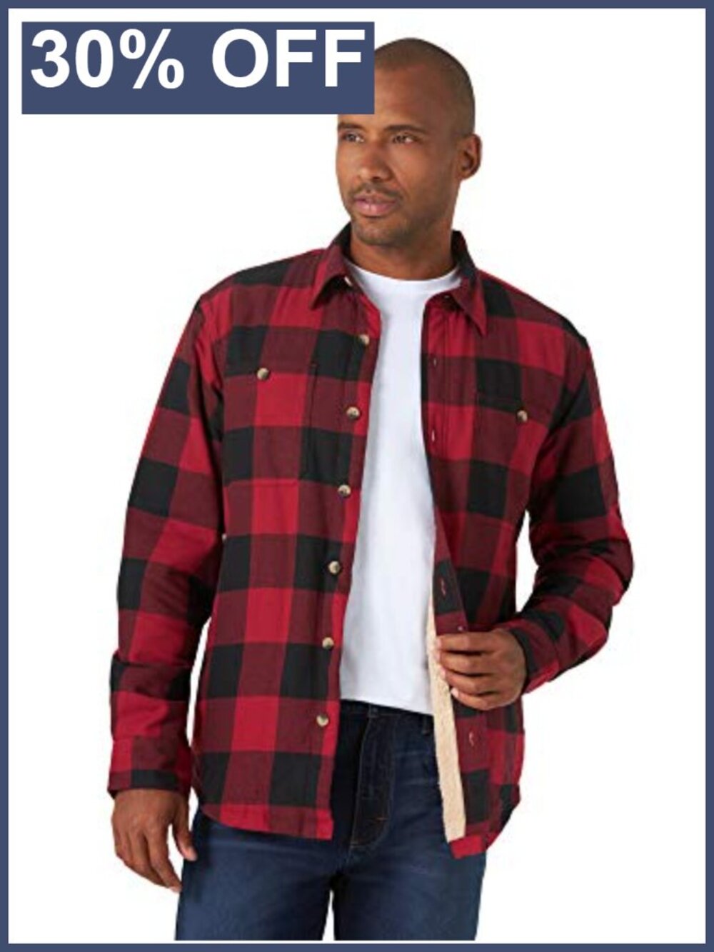 Men's Sherpa Lined Flannel Shirt Jacket Button Down Cotton Relaxed Fit